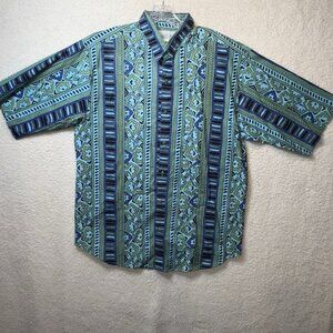 Vintage Tomato Button Up Shirt Mens XL 80s Abstract Crazy Pattern Streetwear
